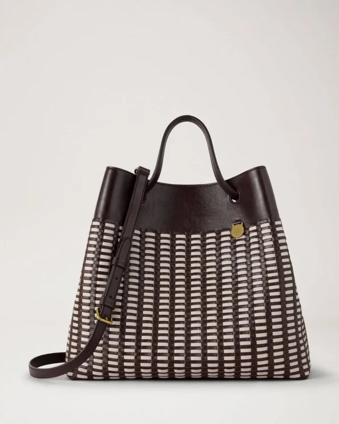 Woven Tote Ebony & Eggshell Woven Leather Gifts for Her Woven Tote Ebony & Eggshell Woven Leather Gifts for Her