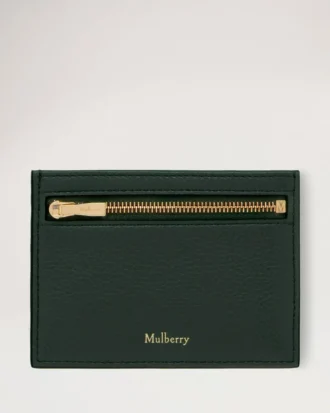 Zipped Credit Card Slip Mulberry Green Small Classic Grain